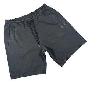 Puma Fleece Sweat Shorts Mens L Black Embroidered Logo Athletic Gym Casual